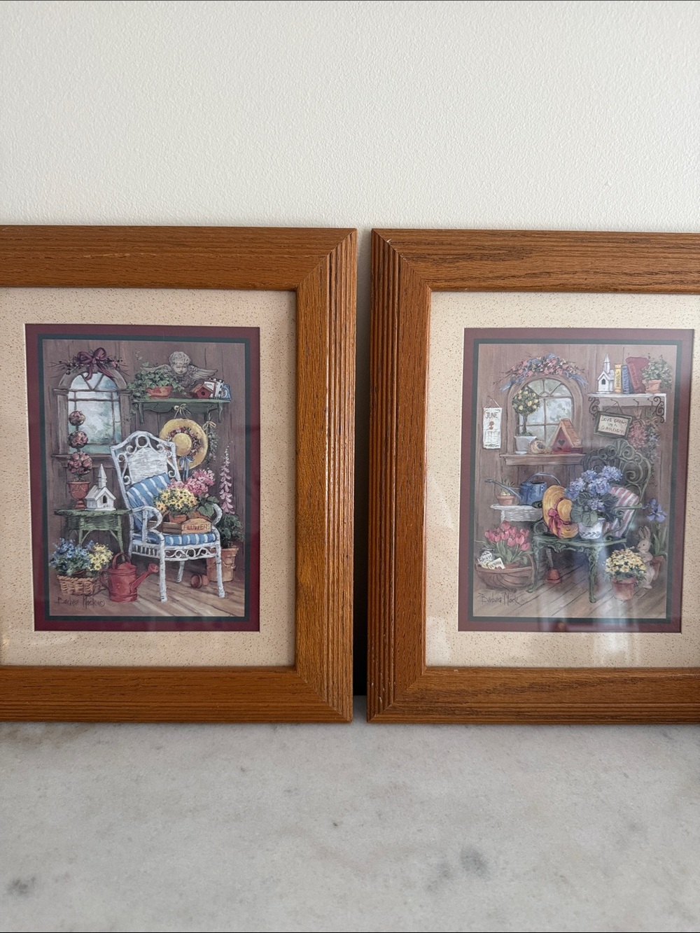 2 Vintage Home Interiors garden themed artwork by Barbara Mock